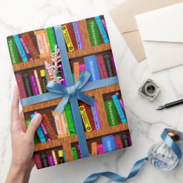Papel De Presente Padrão de Prateleira do Livro de Biblioteca para L