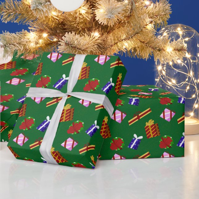 Papel De Presente Padrão de Presentes de Natal (Feriados)