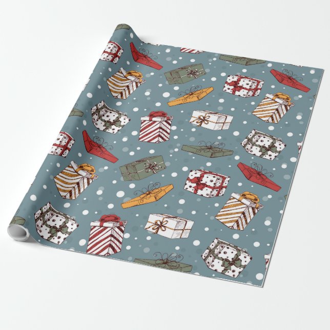 Papel De Presente Padrão de presentes de Natal (Desenrolado)