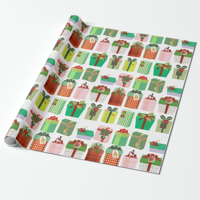 Papel De Presente Padrão de Presentes de Natal (Desenrolado)