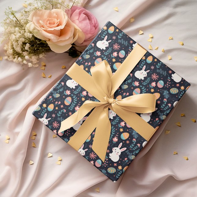 Papel De Presente Padrão de Primavera de Coelhinho de Páscoa (Criador carregado)
