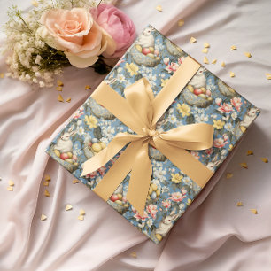 Papel De Presente Padrão de Primavera de coelho da páscoa da Vintage