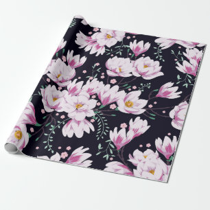 Papel De Presente Padrão de primavera sem costura com magnólias.