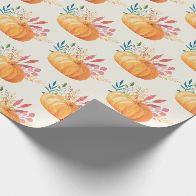 Papel De Presente Padrão De Pumpkin De Cor Laranja Coca-Laranja (Ponta)