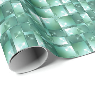 Papel De Presente Padrão de Quadrados Geométricos com Joias