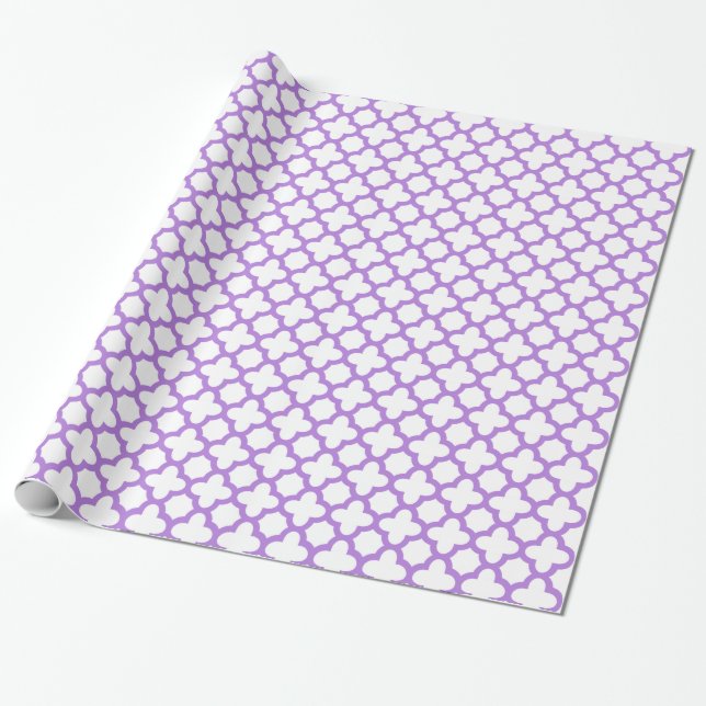 Papel De Presente Padrão de Quatrefoil de lavanda (Desenrolado)