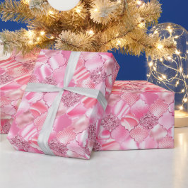 Papel De Presente Padrão de Quatrefoil de Marrocos rosa
