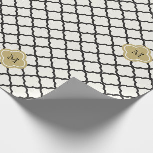 Papel De Presente Padrão de Quatrefoil de Monograma Chic Casamento A