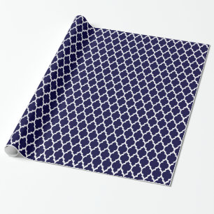 Papel De Presente Padrão de Quatrefoil do marinho Azul para Marrocos