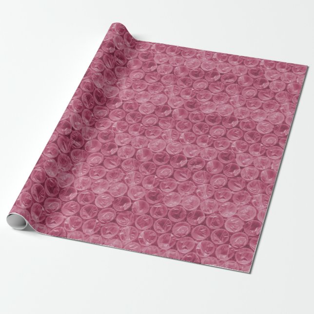 Papel De Presente Padrão de quebra de bolha rosa (Desenrolado)