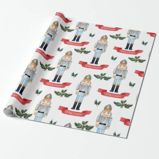 Papel De Presente Padrão de Quebra-Nozes de Natal Bonito (Desenrolado)