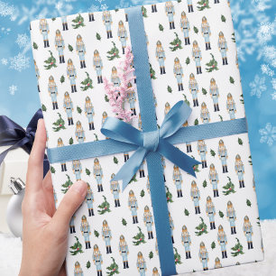 Papel De Presente Padrão de Quebra-Nozes de Natal Moderno e Elegante