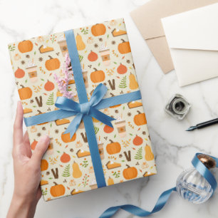 Papel De Presente Padrão de queda de laranja divertido
