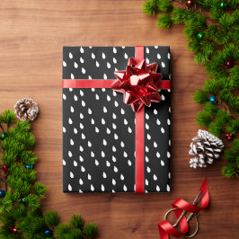Papel De Presente Padrão de quedas de chuva simples e preto e branco