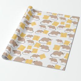 Papel De Presente Padrão De Queijo Comendo Rodante De Rato Fofo