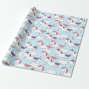 Papel De Presente Padrão de Rabiscos de Unicórnio