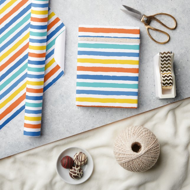Papel De Presente Padrão de Raspagem de Beachy Brilhante (Artesanato)