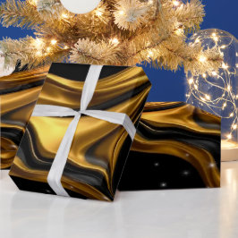 Papel De Presente Padrão de redemoinho líquido preto e dourado de lu