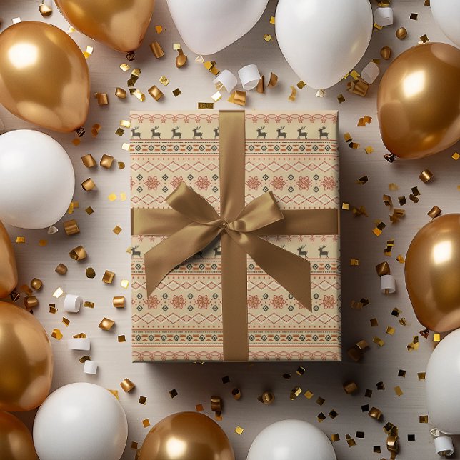 Papel De Presente Padrão de Reindeer da Sweater de Natal (Criador carregado)