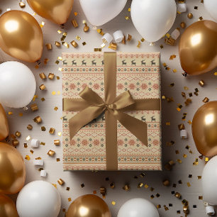 Papel De Presente Padrão de Rena de Suéter de Natal