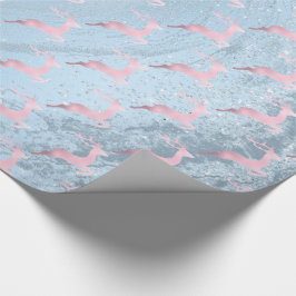 Papel De Presente Padrão de renas de Natal elegante rosa