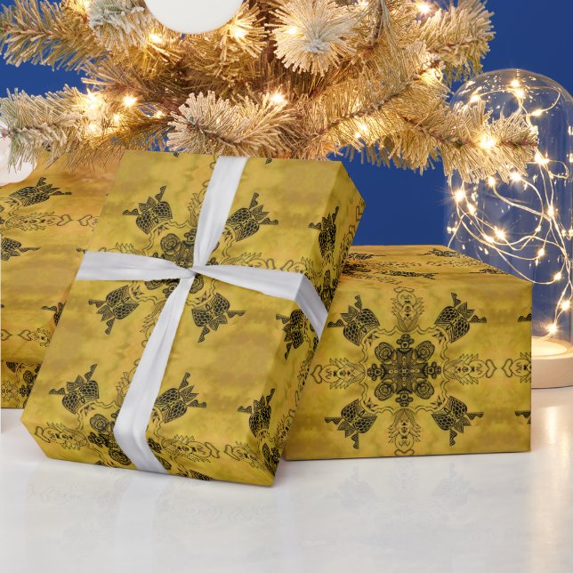 Papel De Presente Padrão de Repetição de Desenho de Linha Tribal do  (Feriados)