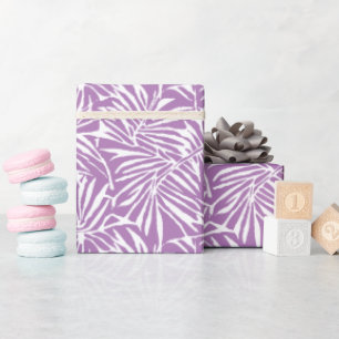 Papel De Presente Padrão de repetição de folhas tropicais púrpura pá