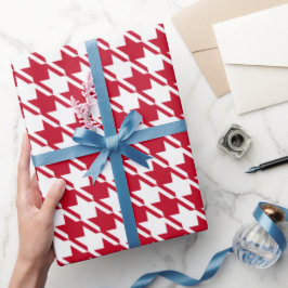 Papel De Presente Padrão de repetição do Red Houndstooth