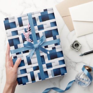 Papel De Presente Padrão de Repetição dos Padrões Azuis Modernos