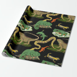 Papel De Presente Padrão de répteis, anfíbios e anfíbios