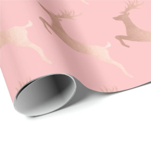 Papel De Presente Padrão de Revista de Natal Cor-de-Rosa Dourada El