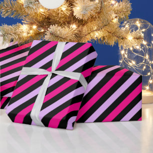 Papel De Presente Padrão de risca de Cinza azul preto-branco