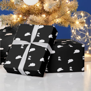 Papel De Presente Padrão de Rodeio Minimalista Negro e Branco