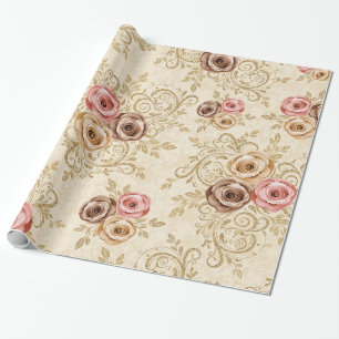 Papel De Presente Padrão de rosas elegantes