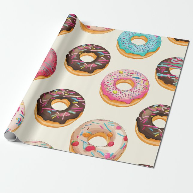 Papel De Presente Padrão de Rosquinha Retroativa (Desenrolado)