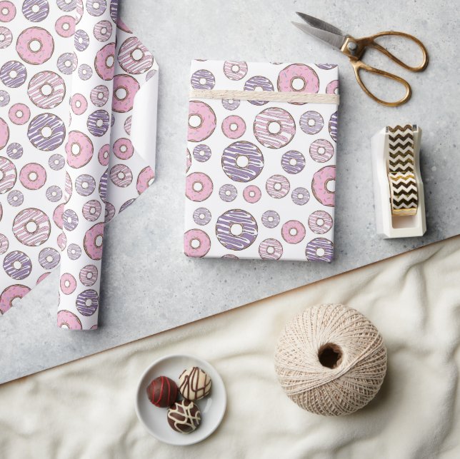 Papel De Presente Padrão De Rosquinhas, Rosquinhas Rosa, Rosquinhas  (Artesanato)