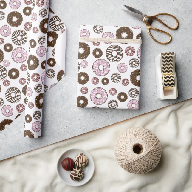 Papel De Presente Padrão De Rosquinhas, Rosquinhas Rosa, Rosquinhas  (Artesanato)