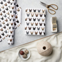 Papel De Presente Padrão de rosto de Bulldog Francês