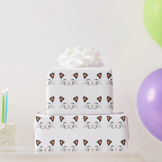 Papel De Presente Padrão de rosto de gato sorridente minimalista Kaw