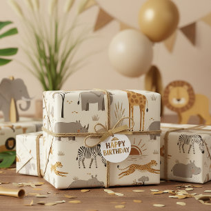 Papel De Presente Padrão de Safari Savana Sunrise ID1259