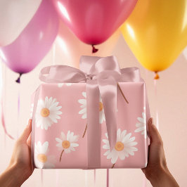 Papel De Presente Padrão de Sala de Crianças Daisy Encantadas | Rosa