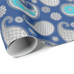 Papel De Presente Padrão de salsa, Cinzas de prata/Cinzas de cobalto