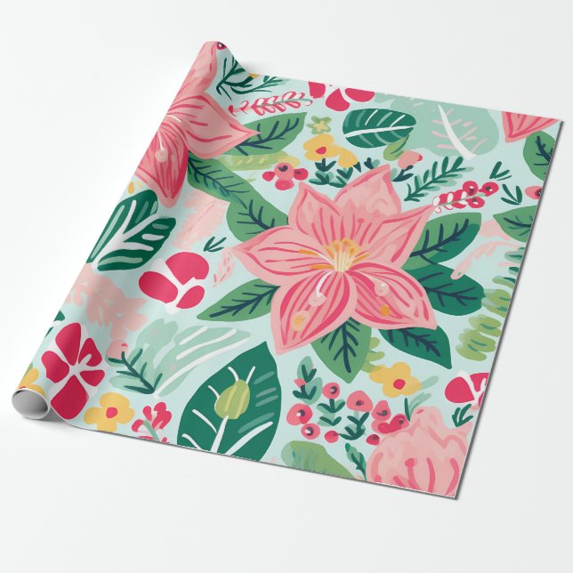 Papel De Presente "Padrão de Sangue de Férias Tropicais" (Desenrolado)