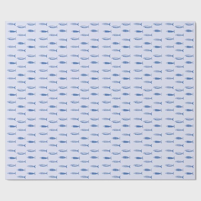 Papel De Presente Padrão de Sardinhas (Aberto)