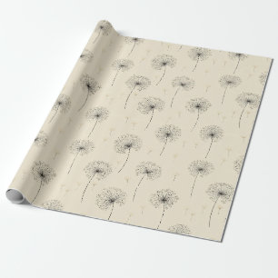 Papel De Presente Padrão de Semente de Dente-de-Leão Minimalista Beg