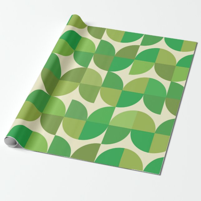 Papel De Presente Padrão de semicírculos moderno de meados do século (Desenrolado)