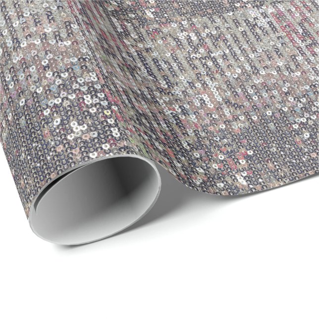 Papel De Presente Padrão de sequências de cristais brancos prateados (Ponta do rolo)