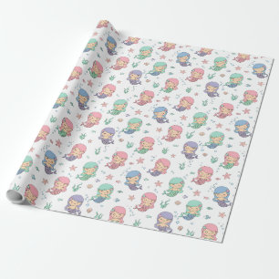 Papel De Presente Padrão de Sereia de Desenho Animado Fofo