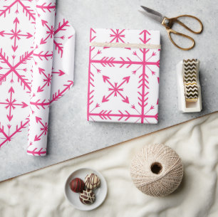 Papel De Presente Padrão de setas rosa em branco