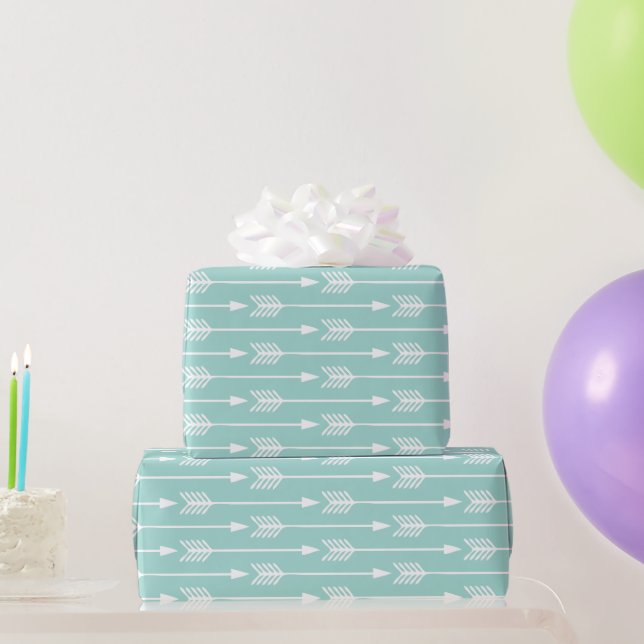 Papel De Presente Padrão de setas verdes da casa (Presentes para festas)